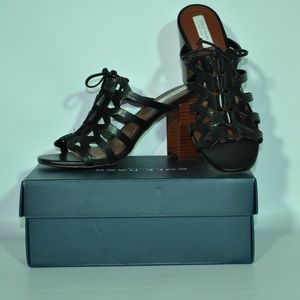 New Leather Cole Haan Claudia Block Sandal black 7